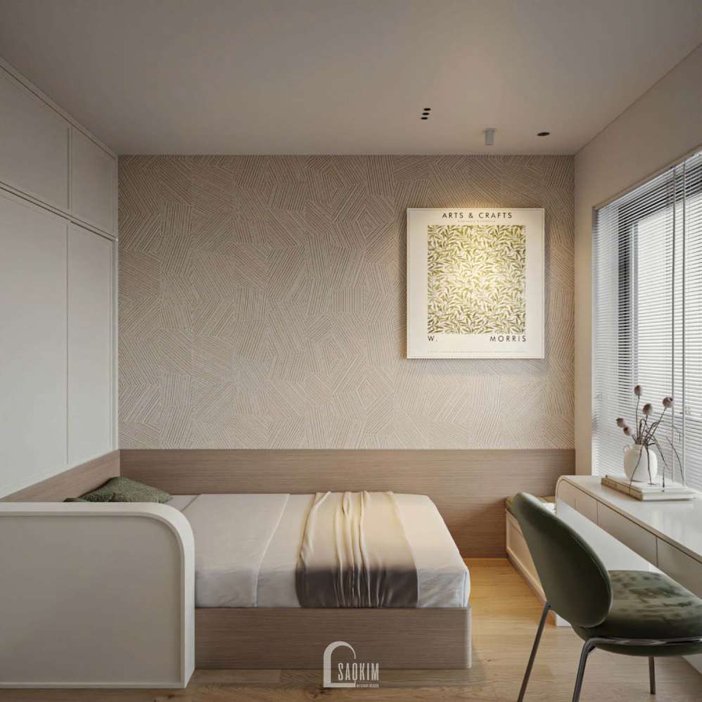 Thiết kế nội thất phòng ngủ 2 mang phong cách Hiện đại tại căn hộ Masteri Vinhomes Ocean Park 
